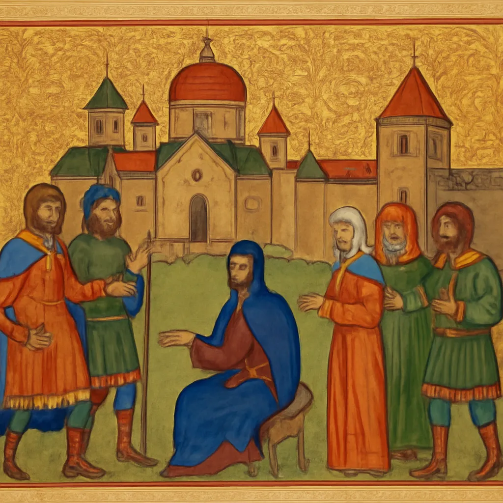 Enluminure médiévale byzantine représentant la Rus de Kiev