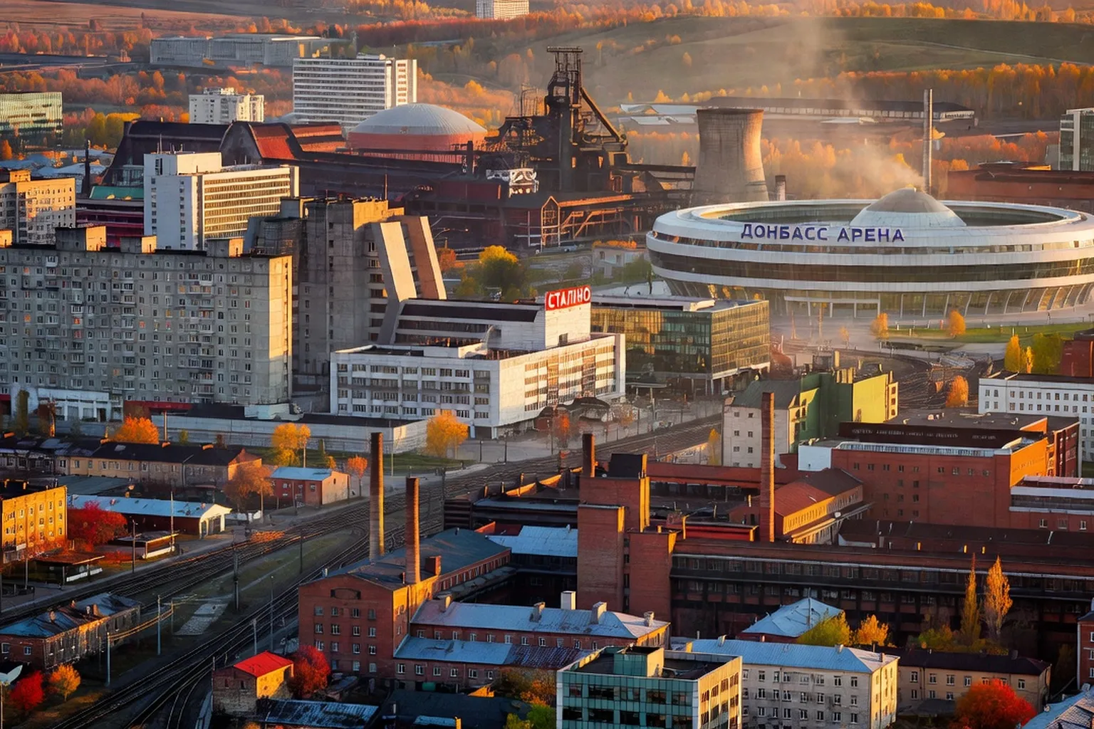 Donetsk avant 2022, paysage industriel post-sovietique