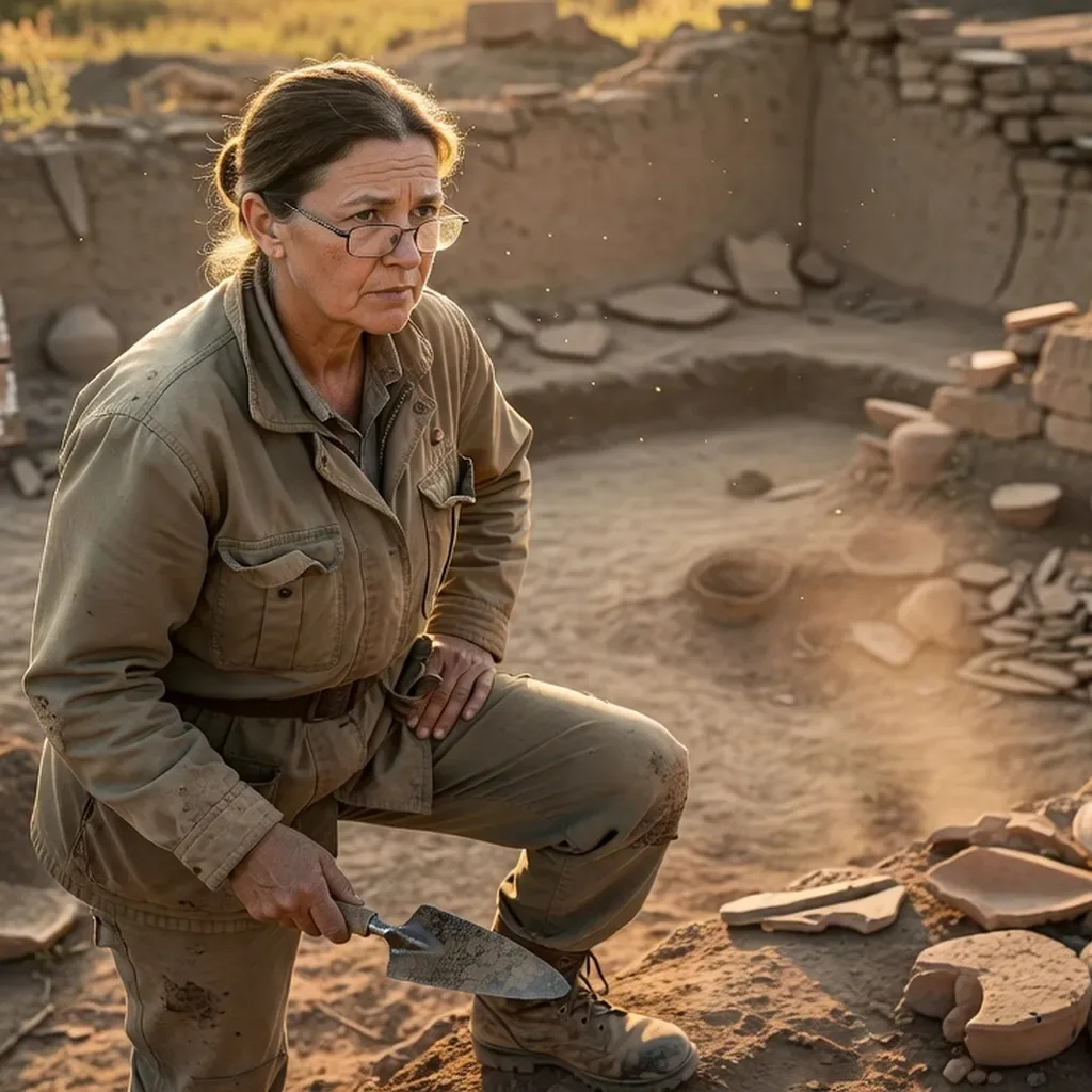 Portrait d'Iryna Tkachenko archeologue sur le site de Talianky