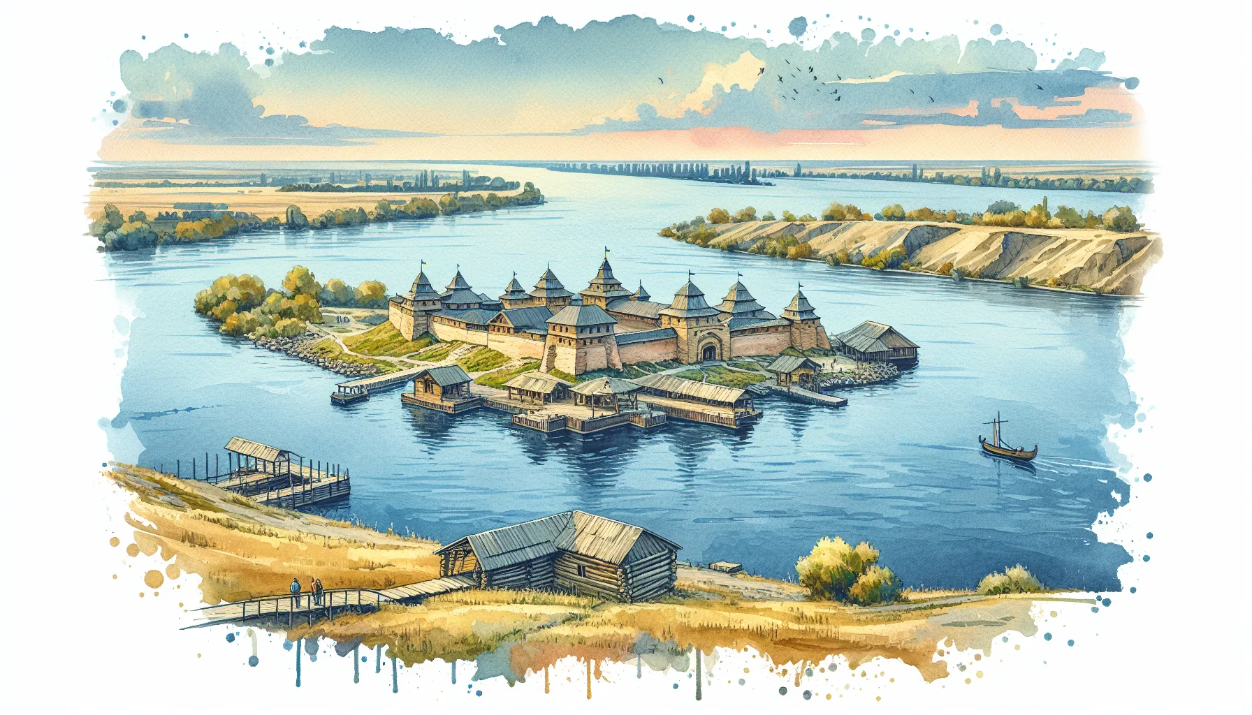 L'&icirc;le de Khortytsia sur le Dniepr, berceau historique des Cosaques zaporogues &agrave; Zaporizhzhia
