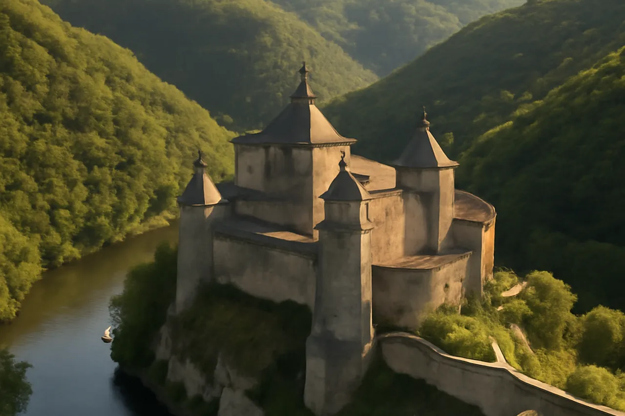 Forteresse médiévale perchée dans une boucle encaissée de rivière en Podolie